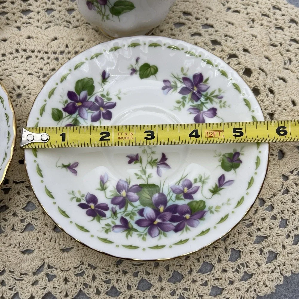 Royal Albert Flower Of The Month February Tea Cup & Saucer Gold Gilding Set Of 4